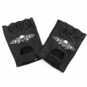 Black Leather Fingerless Men's Driving Gloves X-Large